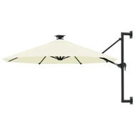 Detailed information about the product Wall-mounted Parasol with LEDs and Metal Pole 300 cm Sand