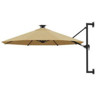 Detailed information about the product Wall-mounted Parasol With LEDs And Metal Pole 300 Cm Taupe