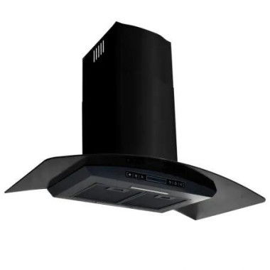 Wall Mounted Range Hood Stainless Steel 756 mÂ³/h 90 cm Black