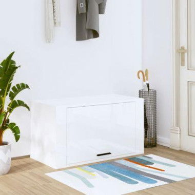 Wall-mounted Shoe Cabinet High Gloss White 70x35x38 Cm Engineered Wood