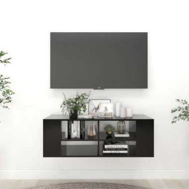 Wall-Mounted TV Cabinet Black 102x35x35 Cm Engineered Wood