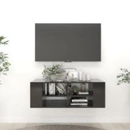 Detailed information about the product Wall-Mounted TV Cabinet High Gloss Black 102x35x35 cm Engineered Wood