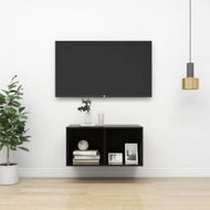 Detailed information about the product Wall-mounted TV Cabinet High Gloss Black 37x37x72 Cm Engineered Wood