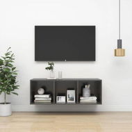 Detailed information about the product Wall-mounted TV Cabinet High Gloss Grey 37x37x107 Cm Engineered Wood