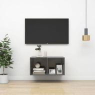 Detailed information about the product Wall-mounted TV Cabinet High Gloss Grey 37x37x72 Cm Engineered Wood