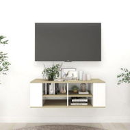 Detailed information about the product Wall-Mounted TV Cabinet White & Sonoma Oak 102x35x35cm Engineered Wood.