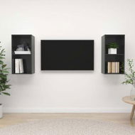 Detailed information about the product Wall-mounted TV Cabinets 2 Pcs High Gloss Grey Chipboard