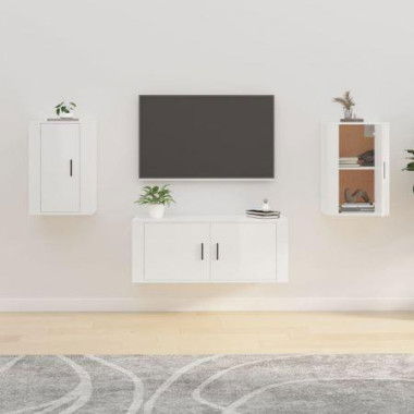 Wall-mounted TV Cabinets 2 Pcs High Gloss White 40x34.5x60 Cm.