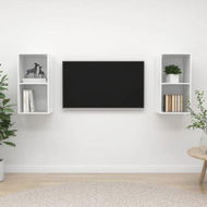 Detailed information about the product Wall-mounted TV Cabinets 2 Pcs High Gloss White Chipboard