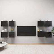 Detailed information about the product Wall Mounted TV Cabinets 8 pcs High Gloss Black 30.5x30x30 cm