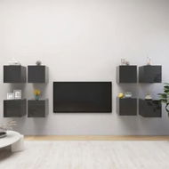 Detailed information about the product Wall Mounted TV Cabinets 8 pcs High Gloss Grey 30.5x30x30 cm