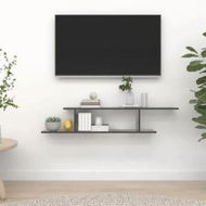 Detailed information about the product Wall-Mounted TV Shelf High Gloss Grey 125x18x23 cm Engineered Wood