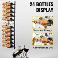 Detailed information about the product Wall Mounted Wine Rack 12x2 Bottles Wine Holder Towel Rack Black Steel Vertical Wine Rack Modern Decorative Wall Mounted Wine Bottle Holder Forward Design