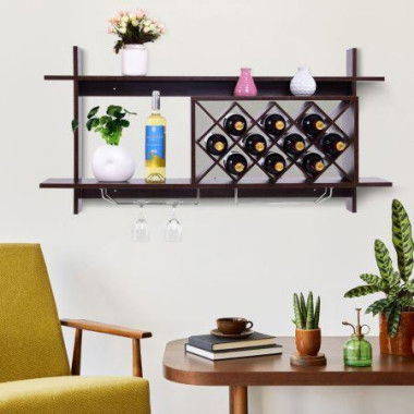 Wall-mounted Wine Rack With Glass Holder For Kitchen/living Room/bar.