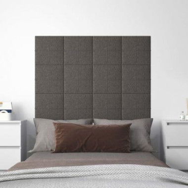 Wall Panels - 12 Pcs Dark Grey 30x30 Cm Fabric 1.08 M.