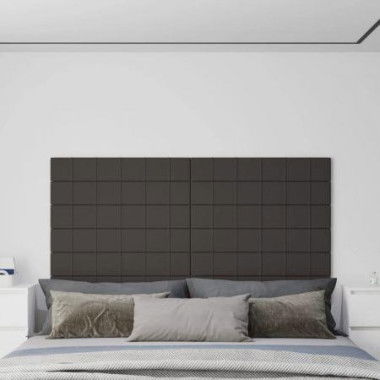 Wall Panels - 12 Pcs Dark Grey 90x15 Cm Fabric 1.62 M.