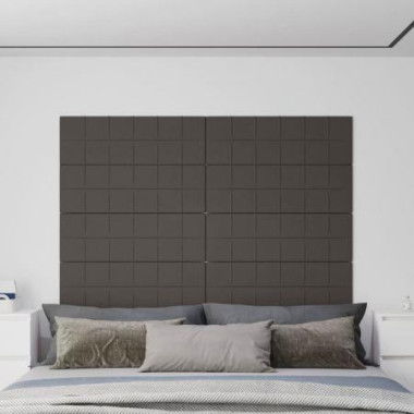 Wall Panels - 12 Pcs Dark Grey 90x30 Cm Fabric 3.24 M.