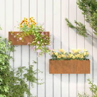 Detailed information about the product Wall Planters 2 Pcs Rusty Corten Steel 53x10x17 Cm