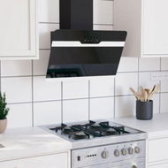 Detailed information about the product Wall Range Hood 60 cm Steel and Tempered Glass Black