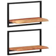 Detailed information about the product Wall Shelves 2 pcs 60x25x35 cm Solid Wood Acacia and Steel