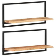 Detailed information about the product Wall Shelves 2 pcs 80x25x35 cm Solid Wood Acacia and Steel