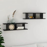 Detailed information about the product Wall Shelves 2 pcs High Gloss Black 75x18x20 cm Engineered Wood