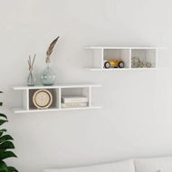 Detailed information about the product Wall Shelves 2 Pcs High Gloss White 75x18x20 Cm Engineered Wood