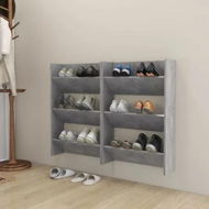 Detailed information about the product Wall Shoe Cabinets 2 pcs Concrete Grey 60x18x90 cm Engineered Wood