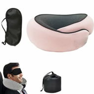 Detailed information about the product Wander Plus Stowable U-Shaped Pillow, Neck Pillow for Airplanes, Memory Foam Travel Pillow-Pink