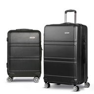 Detailed information about the product Wanderlite 2pc Luggage Trolley Set Suitcase Travel TSA Carry On Hard Case Lightweight Black