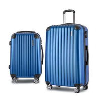 Detailed information about the product Wanderlite 2pc Luggage Trolley Travel Set Suitcase Carry On TSA Hard Case Lightweight Blue