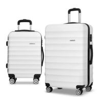 Detailed information about the product Wanderlite 2pcs Luggage Trolley Travel Suitcase Set TSA Hard Shell Case Strap White