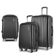 Detailed information about the product Wanderlite 3 Set Luggage 20-24-28 Inch with Zipper Lock Carry On Hard Shell Travel Suitcase Luggage Case Black