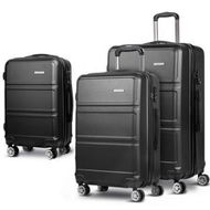 Detailed information about the product Wanderlite 3pc Luggage Trolley Set Suitcase Travel TSA Carry On Hard Case Lightweight Black