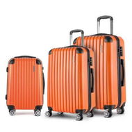 Detailed information about the product Wanderlite 3pc Luggage Trolley Travel Set Suitcase Carry On TSA Lock Hard Case Lightweight Orange