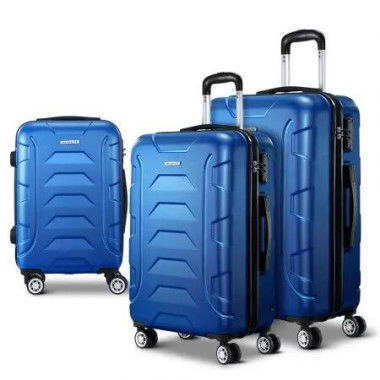 Wanderlite 3Set 20-24-28 Inch Luggage with TSA Lock Spinner Carry On Hard Shell Travel Suitcase Luggage Case Blue