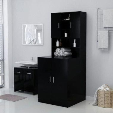 Washing Machine Cabinet Black 71x71.5x91.5 cm