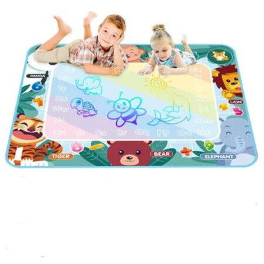 Water Doodle Mat Kids Painting Drawing Writing Board Magic Pens Stamps Aqua DIY Craft Canvas Cartoon Rug Carpet Educational Toy 90x120cm