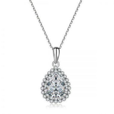 Water Drop Crystal Pendant Necklace Double Halos