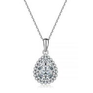 Detailed information about the product Water Drop Crystal Pendant Necklace Double Halos