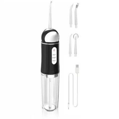 Water Flosser Cordless Teeth Cleaner Somall Water Dental Flosser with 3 Modes 4 Jets Rechargeable Dental Oral Irrigator (Black)