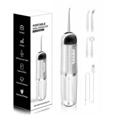 Water Flosser Cordless Teeth Cleaner Somall Water Dental Flosser with 3 Modes 4 Jets Rechargeable Dental Oral Irrigator (White)