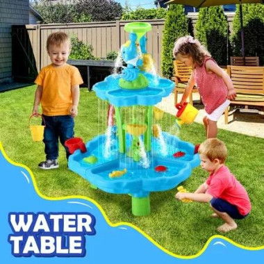 Water Table Waterfall Sand Pit Play Ground Playset Activity Centre Outdoor Toys Pool Park Beach Kids Sensory Pretend Set