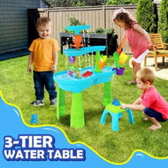 Detailed information about the product Waterfall Water Table Sand Pit Play Ground Activity Centre Playset Pool Beach Toys Education Summer Outside Backyard Sensory Waterplay Station 3 Tier
