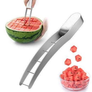 Watermelon Cutter SlicerStainless Steel Watermelon Cube Cutter Quickly Safe Watermelon KnifeFun Fruit Salad Melon Cutter For Kitchen Gadget