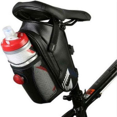 Waterproof Bike Saddle Seat Bag Water Bottle Holder Under Seat Water Bottle Pouch Repair Tool Storage Bag Cycling With Tail Light Riding Accessories