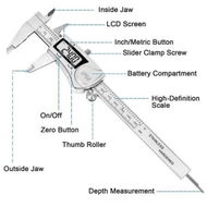 Detailed information about the product Waterproof Digital Caliper: 0-150mm Stainless Steel Electronic Vernier Calipers with IP54 Protection