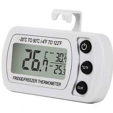 Waterproof Digital Thermometer And Cooler Max | Min Record Function With Large LCD Display - White.