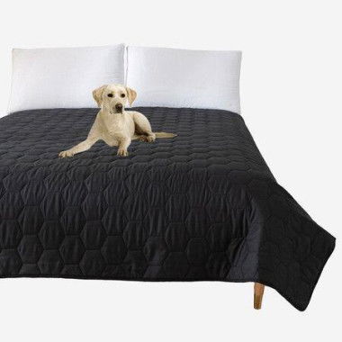 Waterproof Dog Bed Cover Pet Blanket For Bed Couch Sofa - Reversible Anti-scratch Washable Changing Mat - 52*82 Inch (Black)