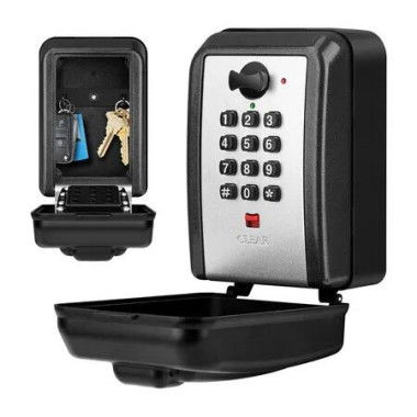 Waterproof Key Lock Box for Outside, Wall Mount Lock Box for Keys with Code, 12-Digit Combination Resettable Security Lockbox for Outdoor House Spare Keys